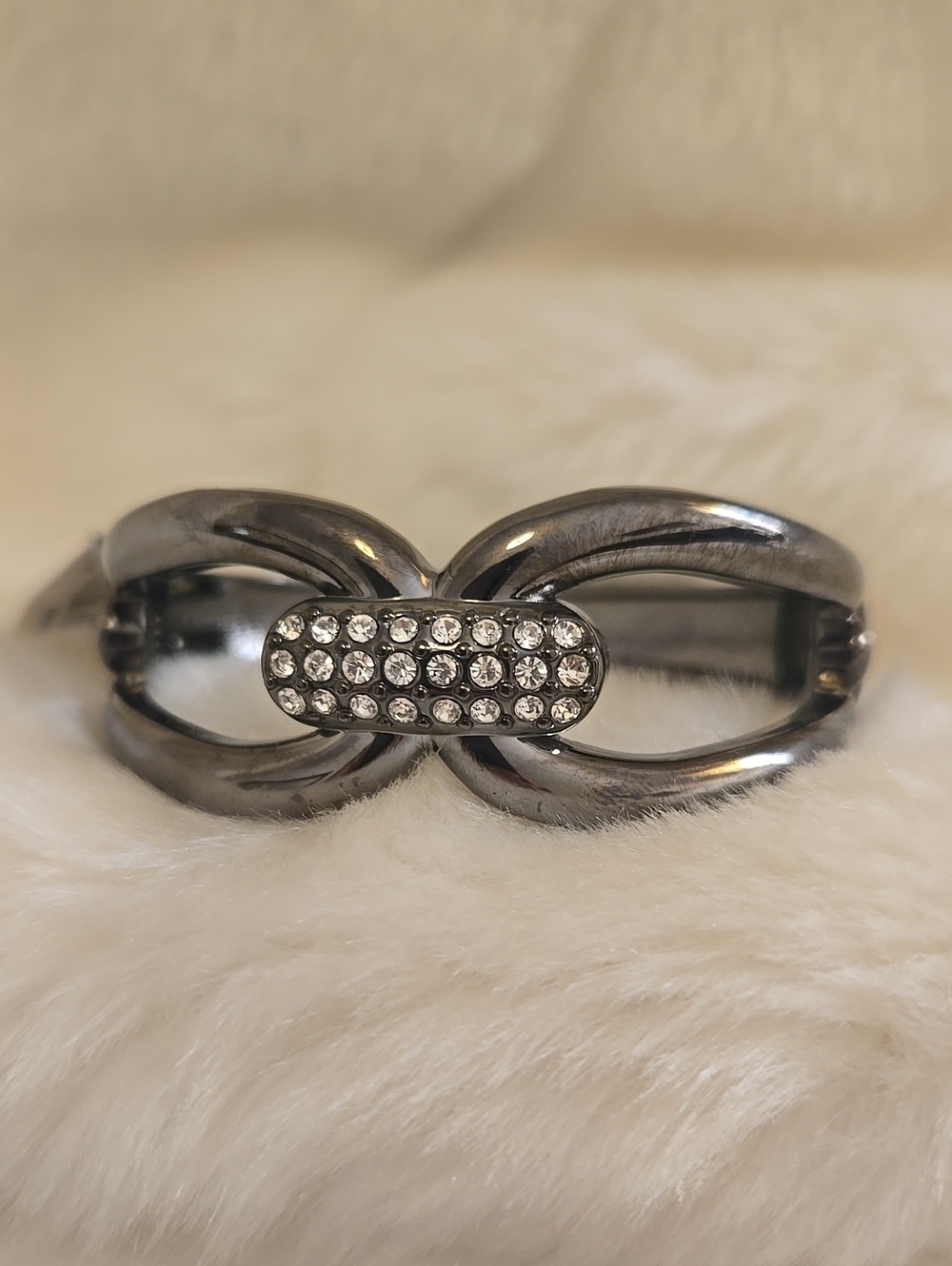 Mix It Gunmetal Link Bracelet with Clear Crystals